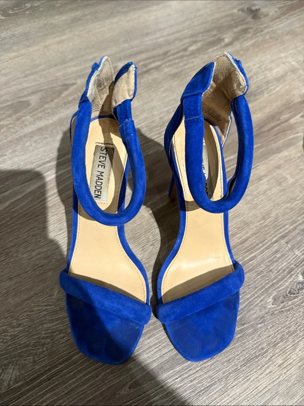 Stuart Weitzman Cobalt Blue Suede Stiletto Ankle-Zip Sandal